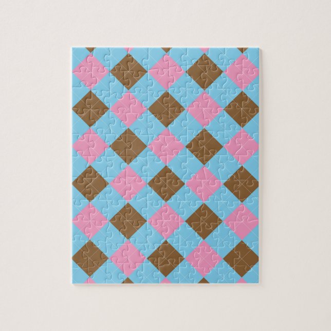 Puzzle Patrón azul, marrón y rosa (Vertical)