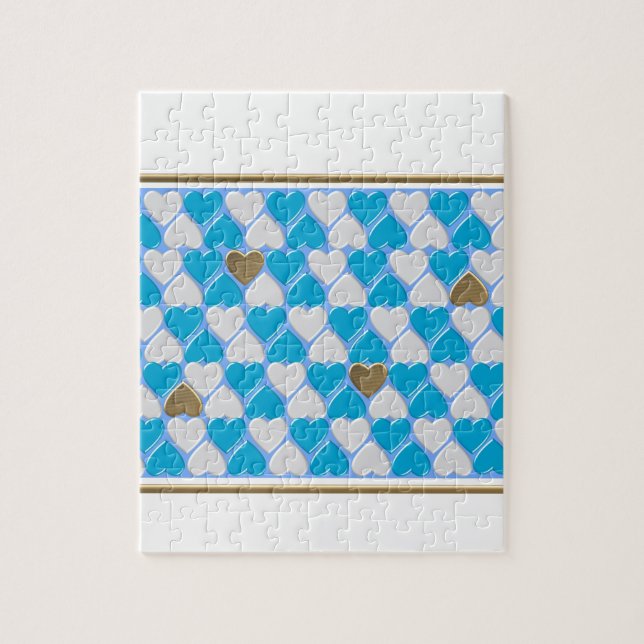 Puzzle Patrón bávaro azul y blanco. (Vertical)