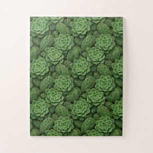 Puzzle Patrón Botánico Suculento y Cactus