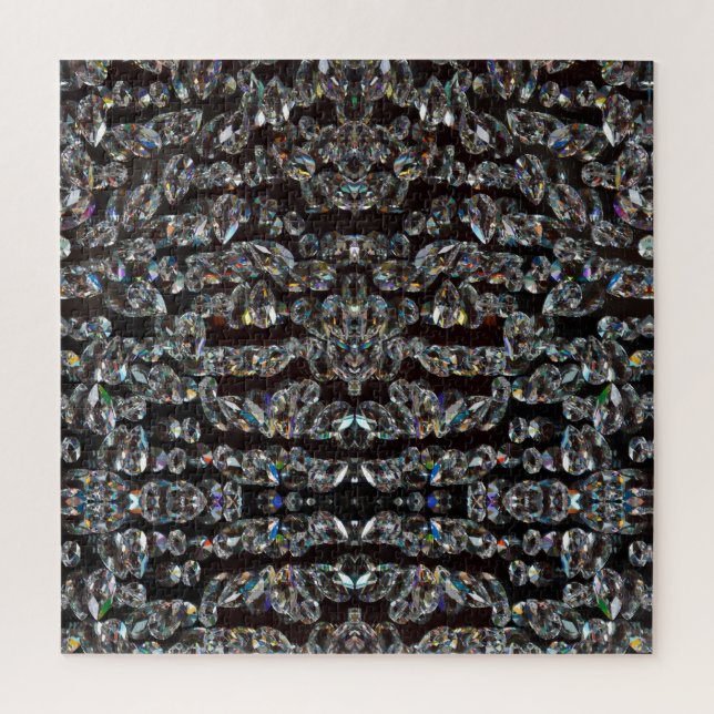 Puzzle Patrón brillante de diamantes elegante plata y neg (Vertical)