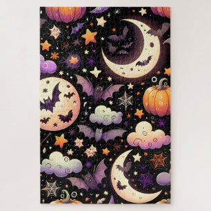 Puzzle Patrón caprichoso del cielo de Halloween nocturno