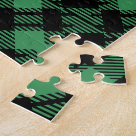 Puzzle Patrón Clásico de Cuadros Verdes Navideños