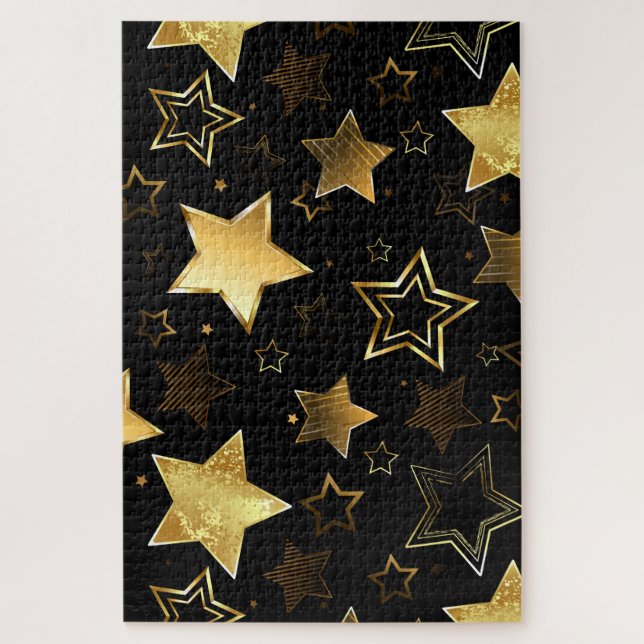 Puzzle Patrón continuo con estrellas doradas (Vertical)