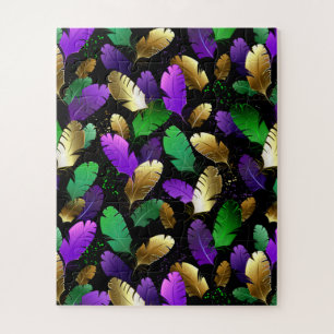 Puzzle Patrón continuo con plumas de Mardi Gras