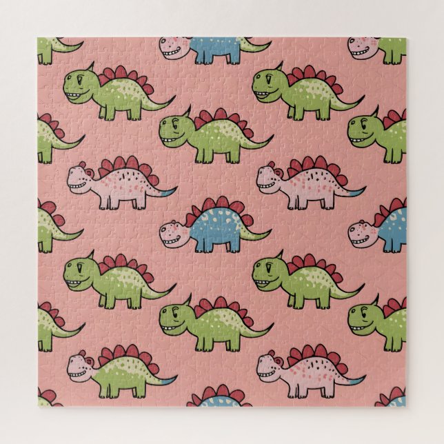 Puzzle Patrón continuo de dinosaurio lindo (Vertical)