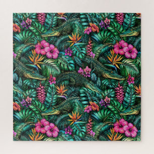Puzzle Patrón continuo de superficie de sueños de jungla 