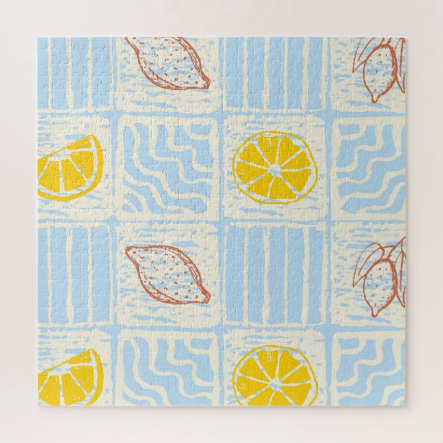 Puzzle patrón continuo estilo Amalfi con limones (Vertical)