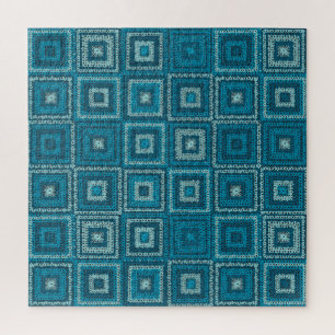 Puzzle Patrón cuadrado de grano azul