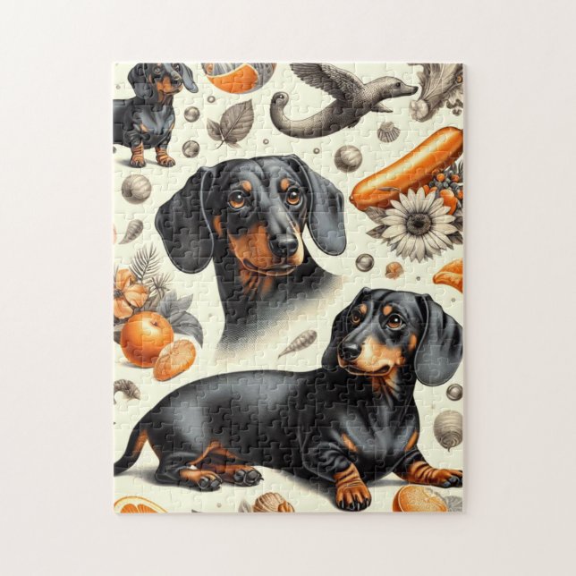 Puzzle Patrón Cute Dachshund (Vertical)
