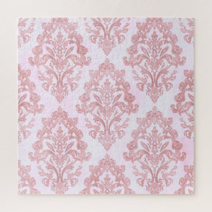 Puzzle Patrón de acuarela de damasco victoriano rosa boni