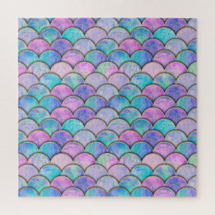 Puzzle Patrón de acuarela japonés de escala de sirena