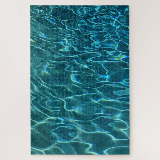 Puzzle Patrón de agua azul Aqua, ondas oceánicas rivales (Vertical)