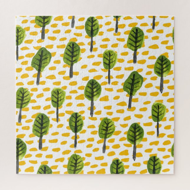 Puzzle Patrón de árbol negro verde Naive (Vertical)