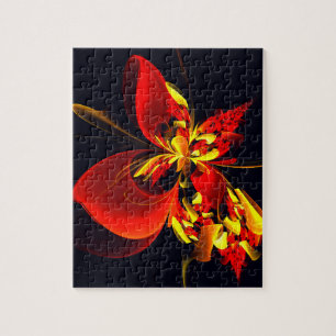 Puzzle Patrón de arte abstracto moderno floral amarillo r
