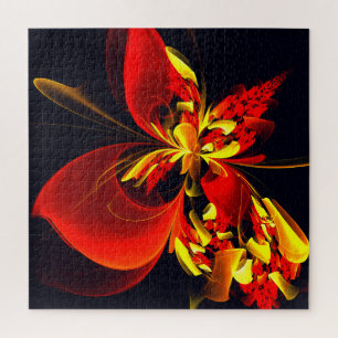 Puzzle Patrón de arte abstracto moderno floral amarillo r
