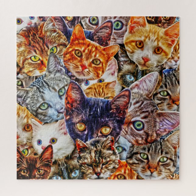 Puzzle Patrón de arte de gato (Vertical)