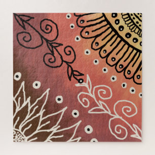 Puzzle Patrón de arte gracioso rojo