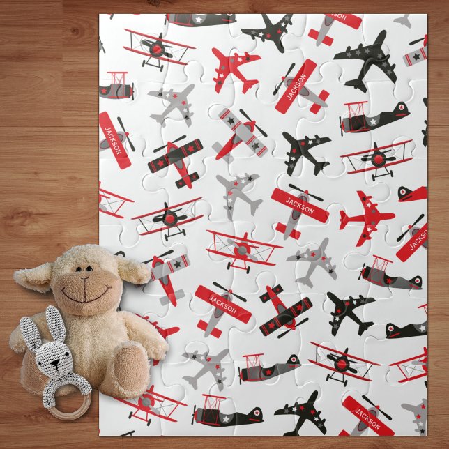 Puzzle Patrón de avión militar retro rojo y negro para la (Subido por el creador)