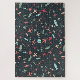 Puzzle Patrón de avión negro y aviación