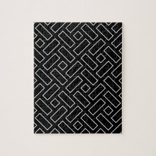 Puzzle Patrón de bloques lineales en blanco y negro - neg