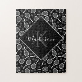 Puzzle Patrón de bola de raqueta de tenis Monograma inici