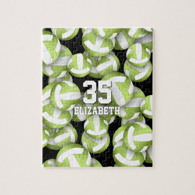 Puzzle Patrón de bolas de voleibol blanco y verde (Vertical)