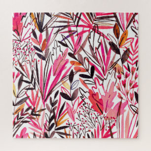 Puzzle Patrón de bosque tropical de hojas exóticas