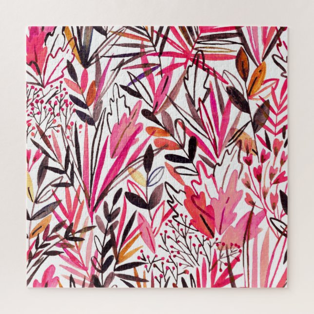 Puzzle Patrón de bosque tropical de hojas exóticas (Vertical)