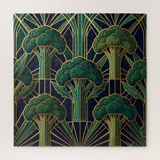 Puzzle Patrón de brócoli Art Deco (Vertical)