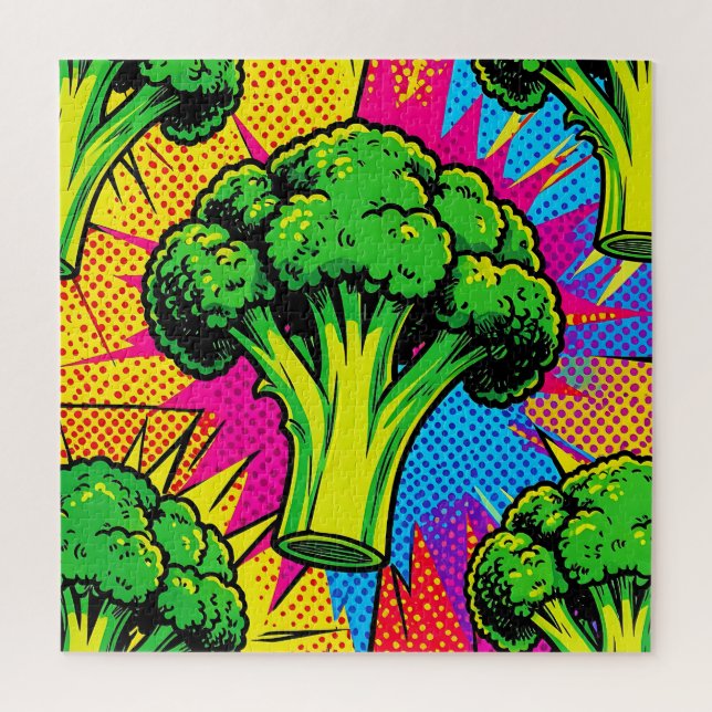 Puzzle Patrón de brócoli de arte pop vibrante (Vertical)