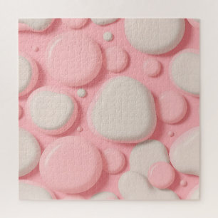 Puzzle Patrón de burbuja 3D rosa blanco abstracto pastel