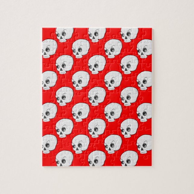 Puzzle Patrón De Calavera En Fondo Rojo (Vertical)