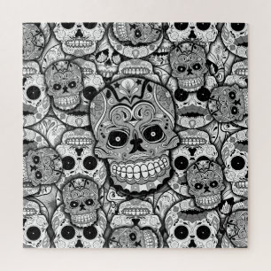 Puzzle Patrón de calaveras azucareras
