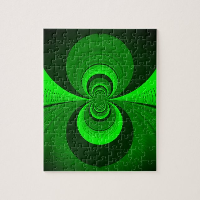 Puzzle Patrón de caleidoscopio abstracto brillante verde  (Vertical)