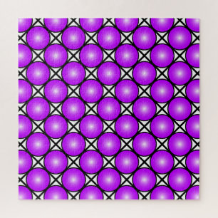 Puzzle Patrón de celosía blanco negro con puntos rosados 