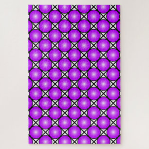 Puzzle Patrón de celosía blanco negro con puntos rosados