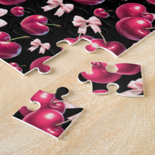 Puzzle Patrón de cereza coquette lazo rosa Estética