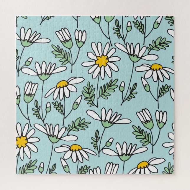 Puzzle Patrón de Chamomile dibujado a mano. (Vertical)