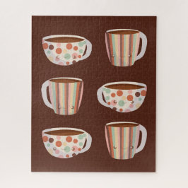 Puzzle Patrón de círculo cálido en tazas de café