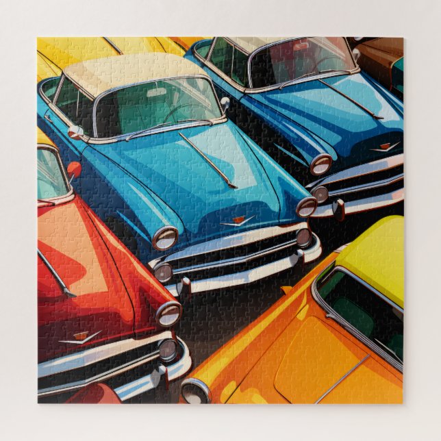 Puzzle Patrón de Coches Clásicos (Vertical)
