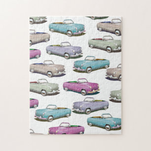 Puzzle Patrón de coches clásicos vintage lindos