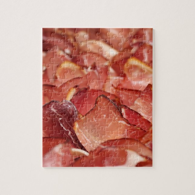 Puzzle Patrón de comida de tocino de jamón fresco para am (Vertical)