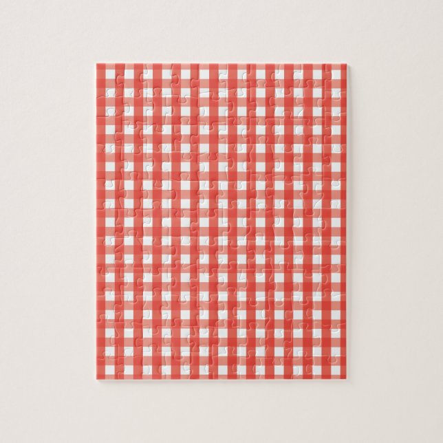Puzzle Patrón de comprobación de Gingham rojo (Vertical)