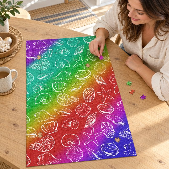 Puzzle Patrón de conchas arcoiris de 20" x 30" (Rainbow Shellfish Pattern 20" x 30" Jigsaw Puzzle
)