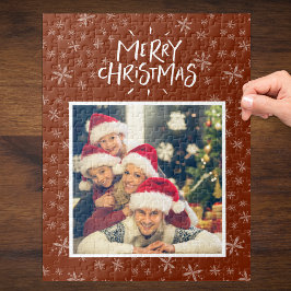 Puzzle Patrón de copo de nieve en jira de fotos navideñas