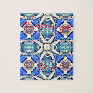 Puzzle Patrón de corazones de mandala azul Thunder_Cove