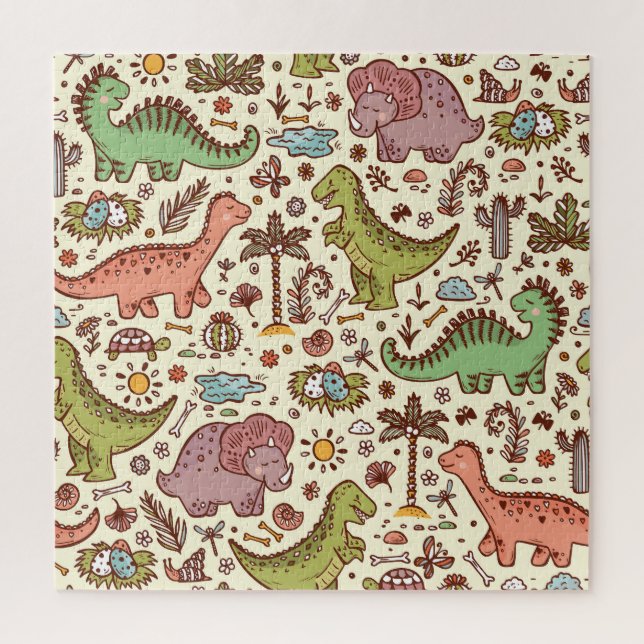 Puzzle Patrón de cosecha de dinosaurio Personalizado (Vertical)