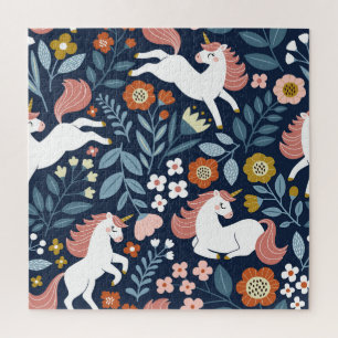 Puzzle Patrón de cosecha de unicornios florales