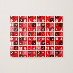 Puzzle Patrón de cuadrícula navideña roja moderna minimal