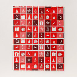 Puzzle Patrón de cuadrícula navideña roja moderna minimal
